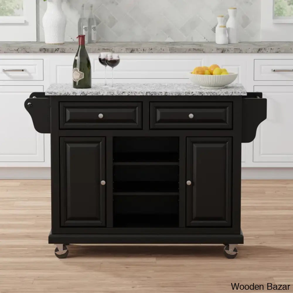 Raynham Wide Rolling Kitchen Island Trolley Cart Cabinet Kitchen Island With Storage