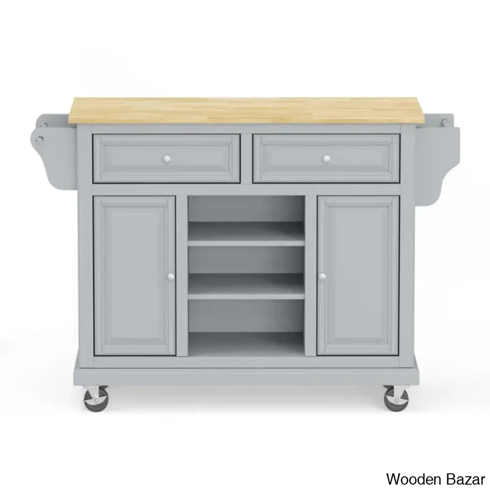 Raynham Wide Rolling Kitchen Island Trolley Cart Cabinet Kitchen Island With Storage