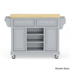 Raynham Wide Rolling Kitchen Island Trolley Cart Cabinet Kitchen Island With Storage