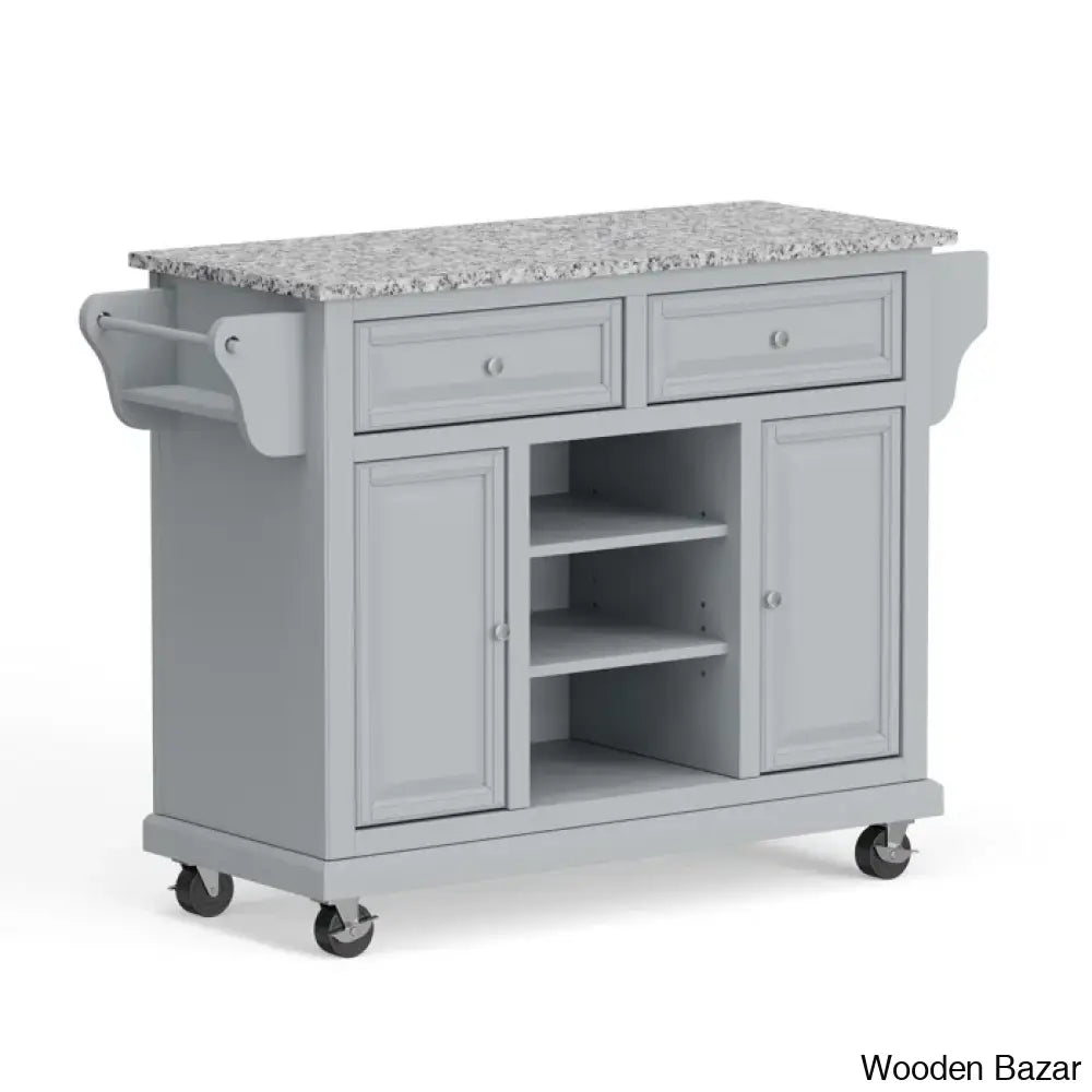 Raynham Wide Rolling Kitchen Island Trolley Cart Cabinet Kitchen Island With Storage