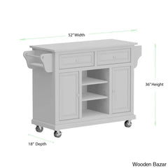 Raynham Wide Rolling Kitchen Island Trolley Cart Cabinet Kitchen Island With Storage