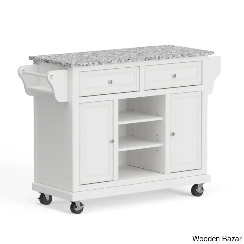 Raynham Wide Rolling Kitchen Island Trolley Cart Cabinet Kitchen Island With Storage