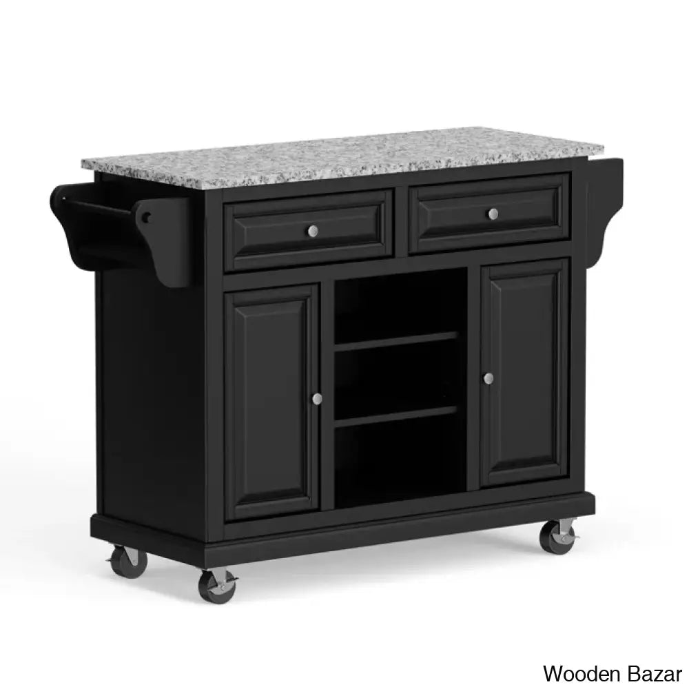 Raynham Wide Rolling Kitchen Island Trolley Cart Cabinet Kitchen Island With Storage