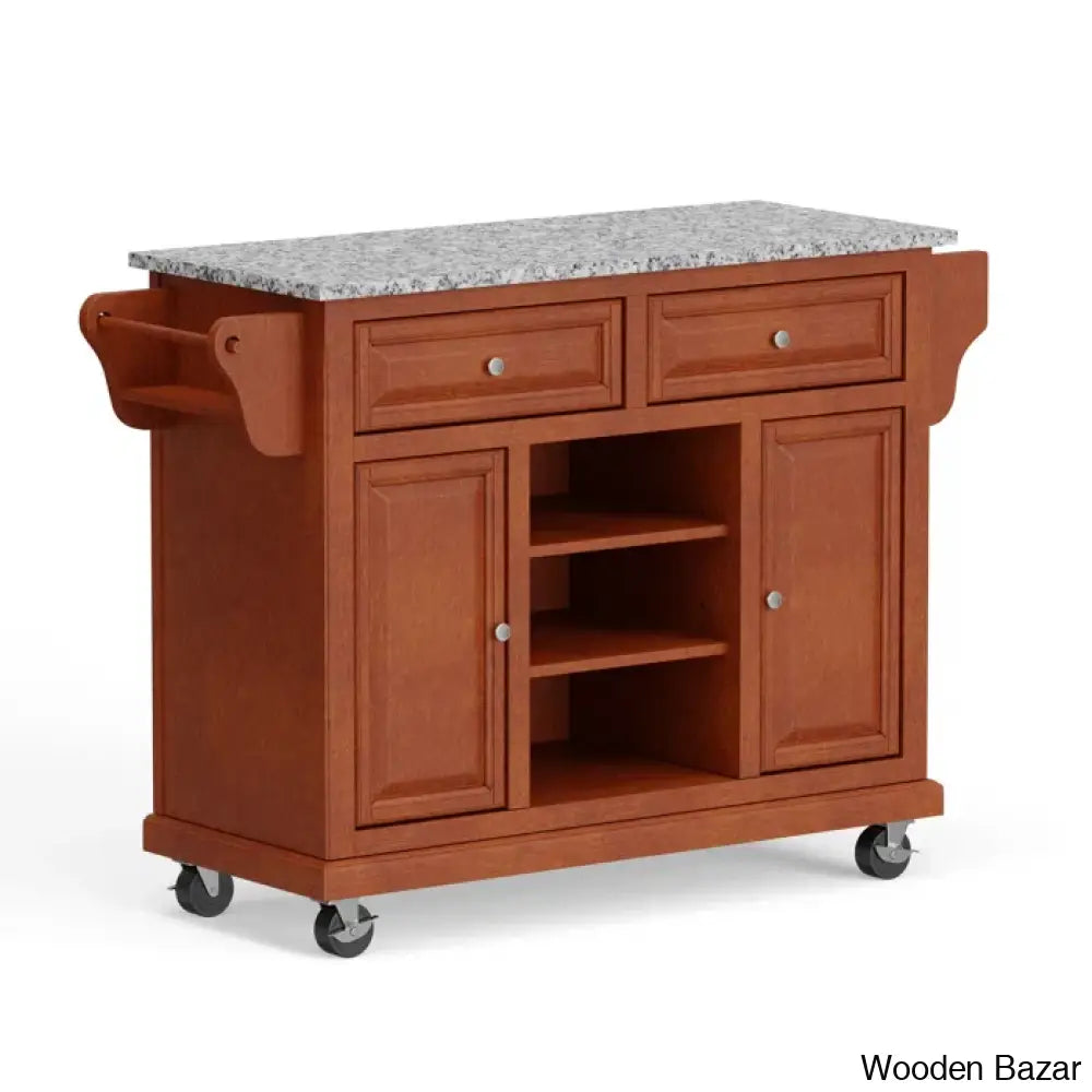 Raynham Wide Rolling Kitchen Island Trolley Cart Cabinet Kitchen Island With Storage