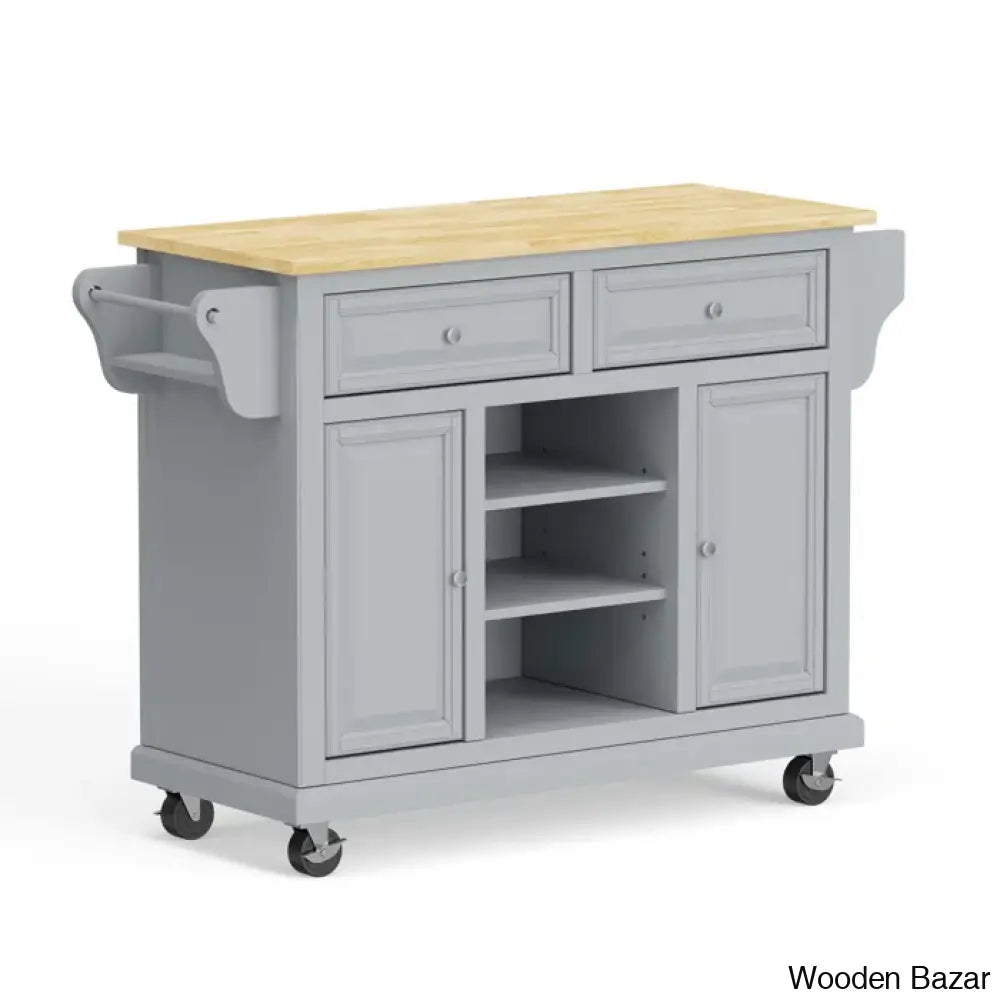 Raynham Wide Rolling Kitchen Island Trolley Cart Cabinet Kitchen Island With Storage