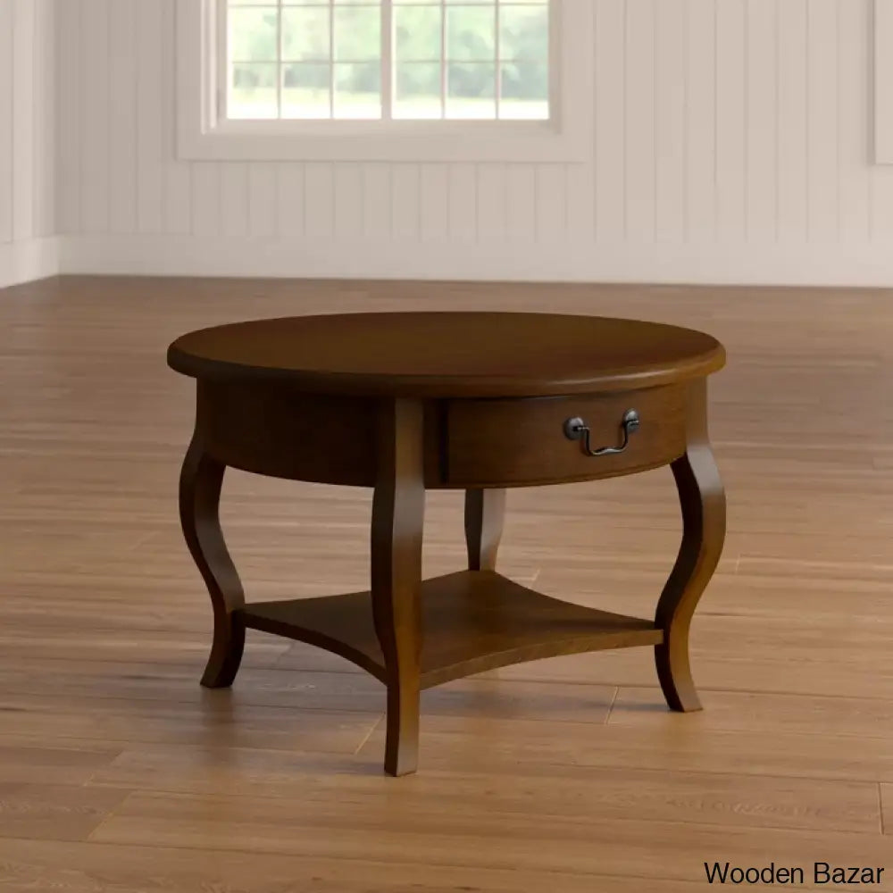 Razeen Round Solid Wood Coffee And Center Table