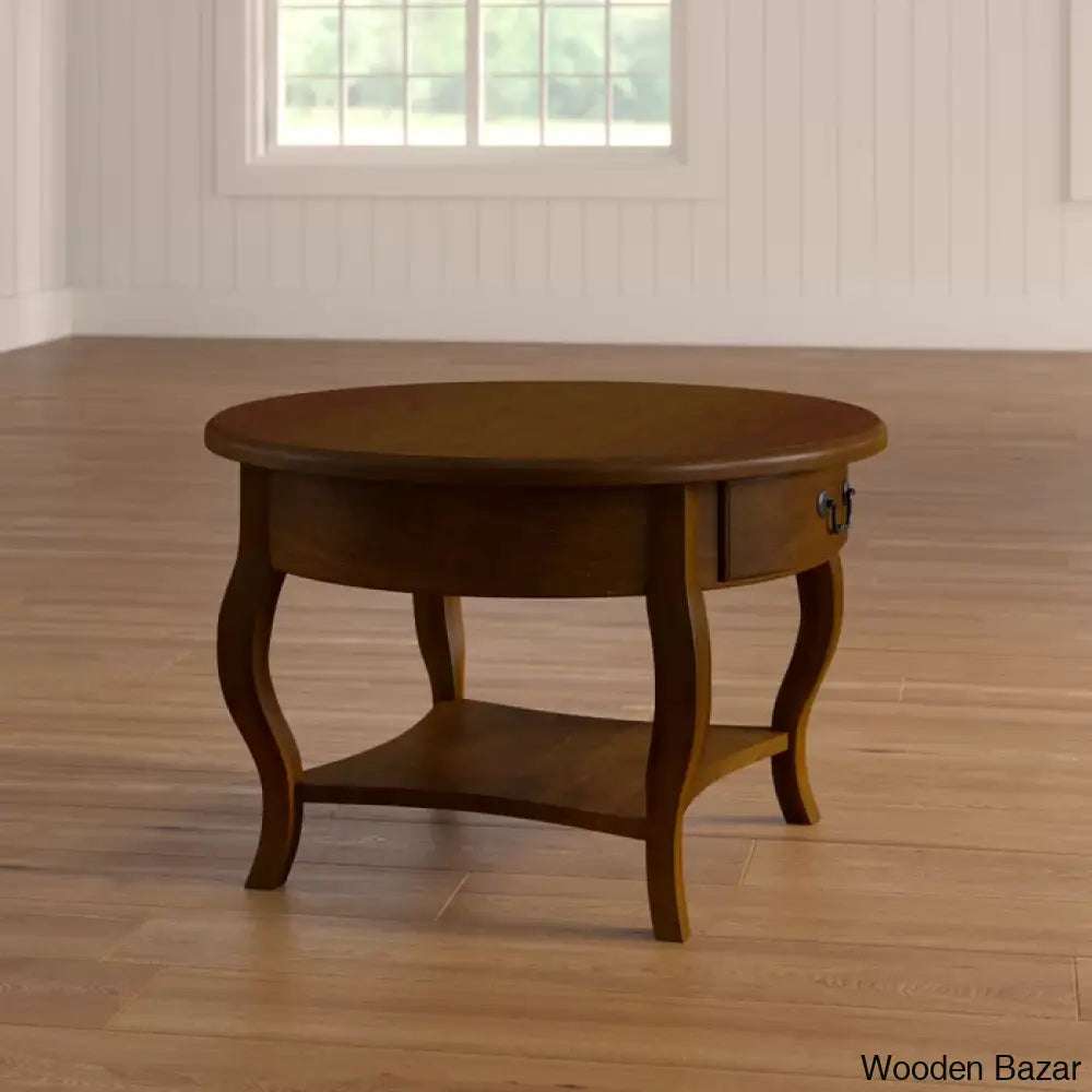 Razeen Round Solid Wood Coffee And Center Table