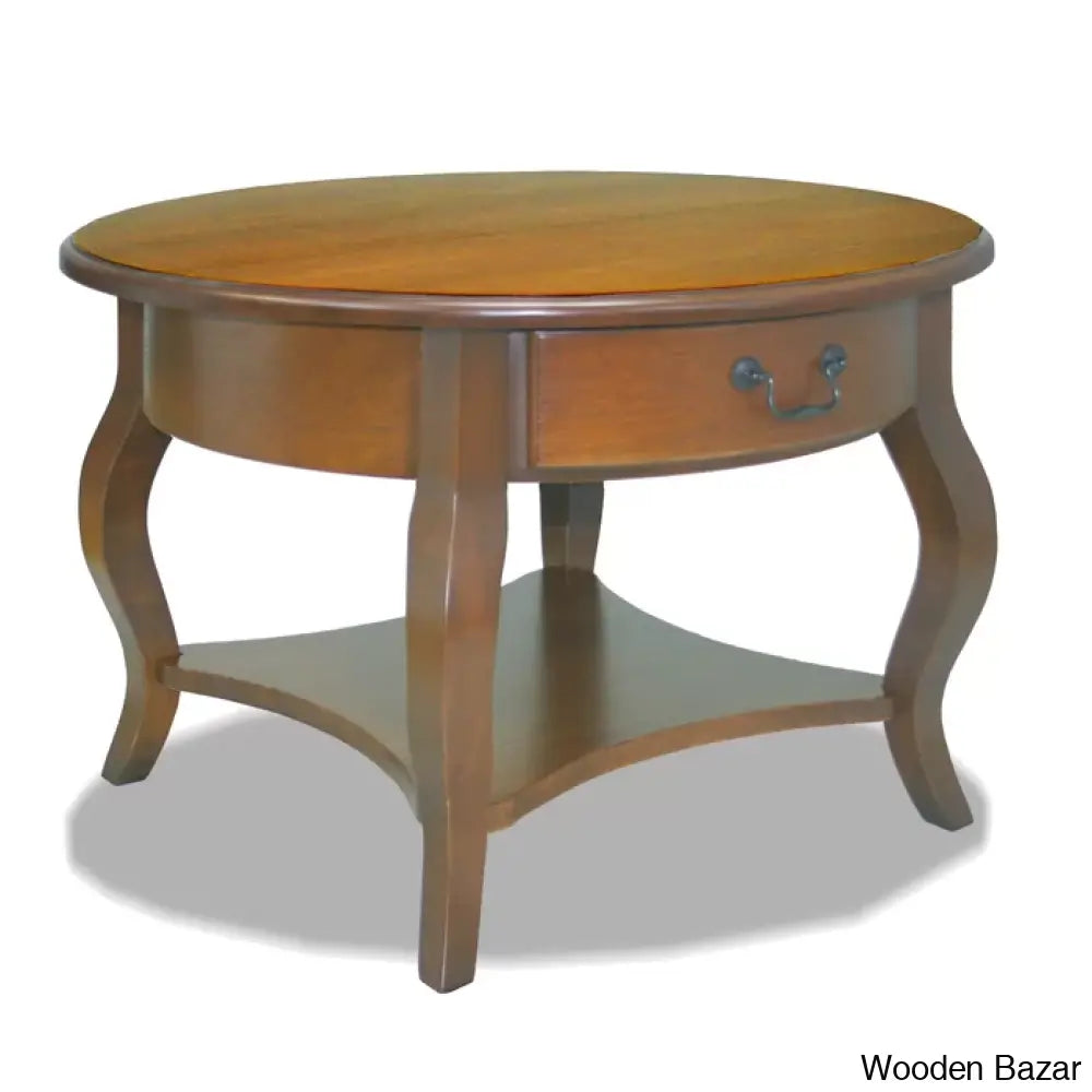 Razeen Round Solid Wood Coffee And Center Table