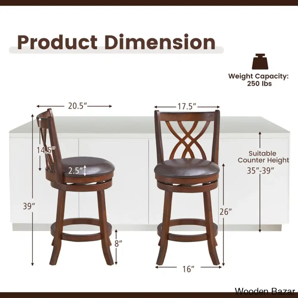 Redy Barrel Studio Swivel Counter And Bar Stool Height Dining Pub Chairs With Rubber Wood Legs