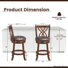 Redy Barrel Studio Swivel Counter And Bar Stool Height Dining Pub Chairs With Rubber Wood Legs