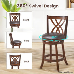 Redy Barrel Studio Swivel Counter And Bar Stool Height Dining Pub Chairs With Rubber Wood Legs