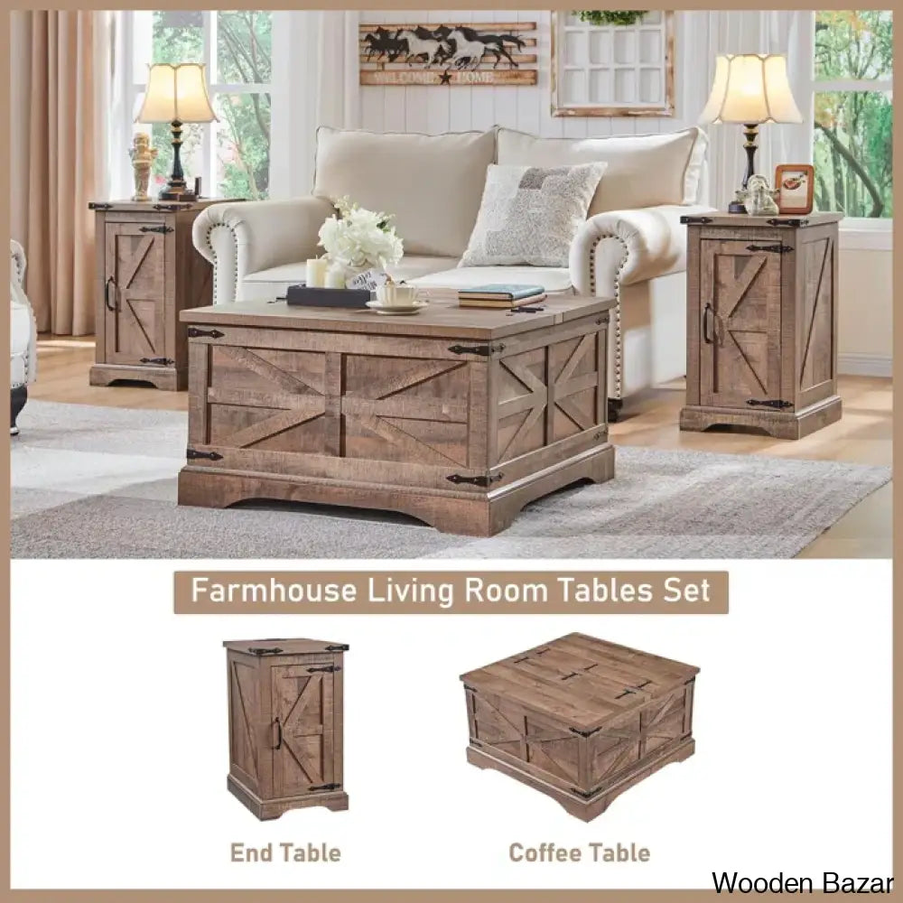 Remzos 31.5’’W Square Farmhouse Coffee And Center Table With Hinged Lift Top Wood Center With