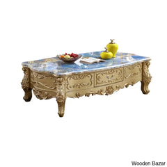 Reo European-Style Solid Wood Carved Coffee And Center Table