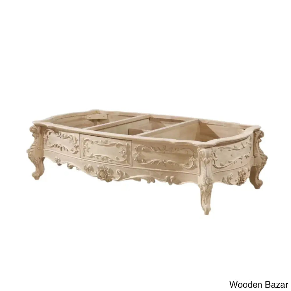 Reo European-Style Solid Wood Carved Coffee And Center Table