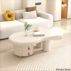 Rhuarani Modern White Abstract Coffee And Center Table With Storage Drawers