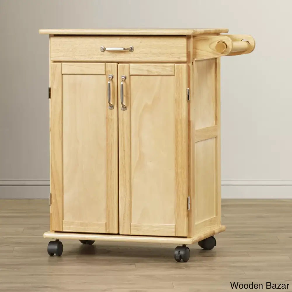 Richand Solid Wood Kitchen Cart Trolley Cart Cabinet Kitchen Island With Storage