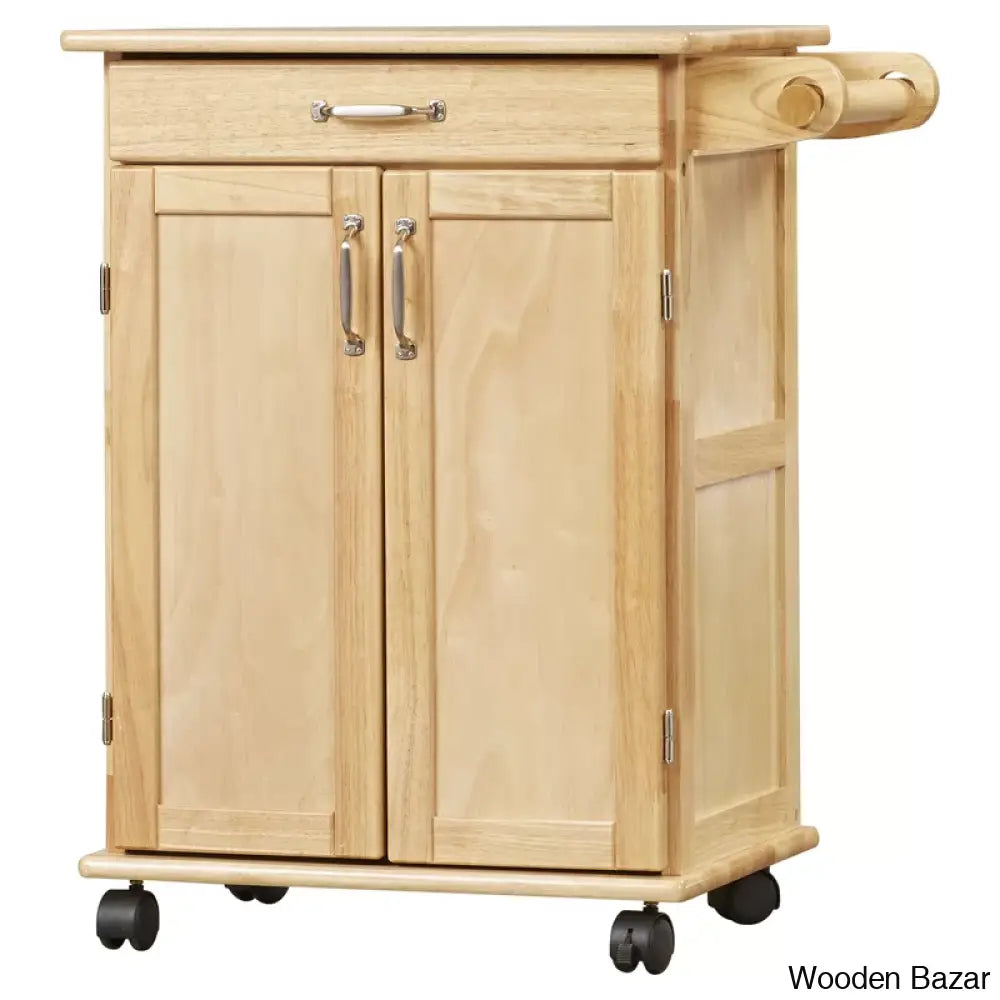 Richand Solid Wood Kitchen Cart Trolley Cart Cabinet Kitchen Island With Storage