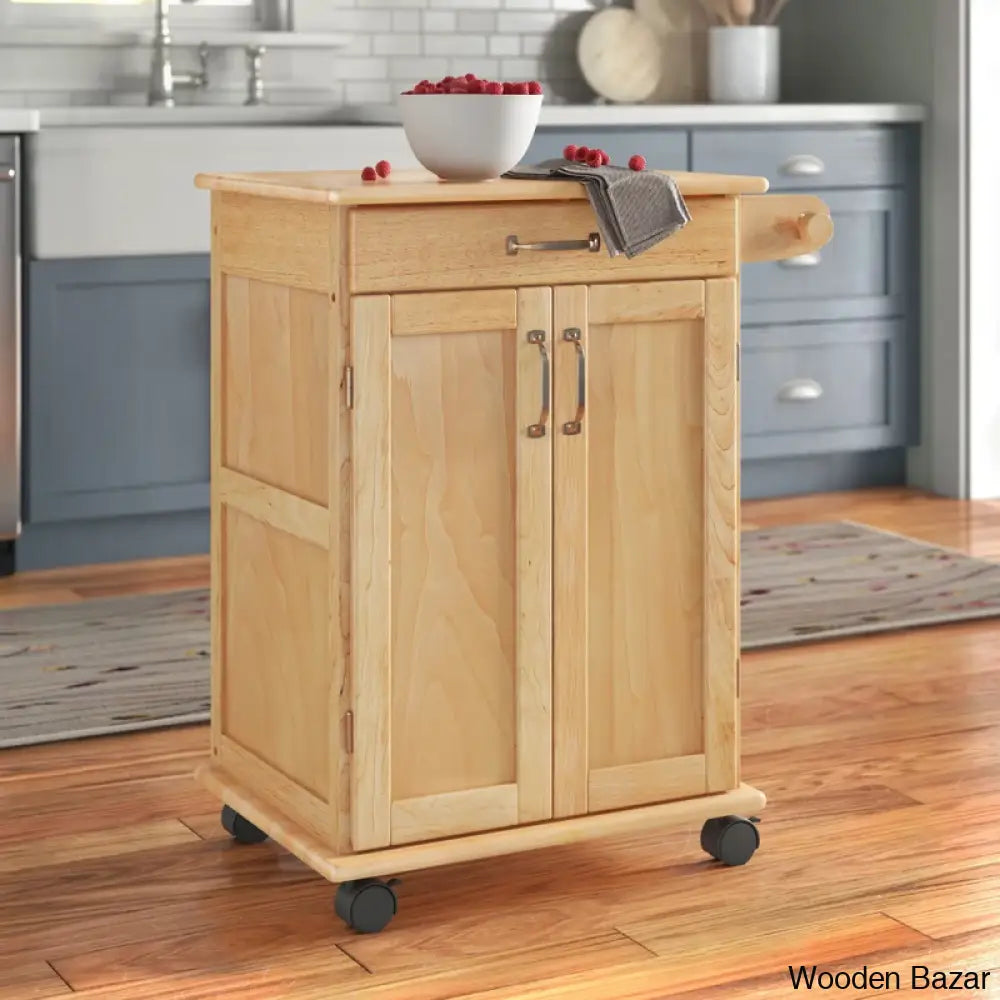 Richand Solid Wood Kitchen Cart Trolley Cart Cabinet Kitchen Island With Storage