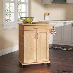 Richand Solid Wood Kitchen Cart Trolley Cart Cabinet Kitchen Island With Storage