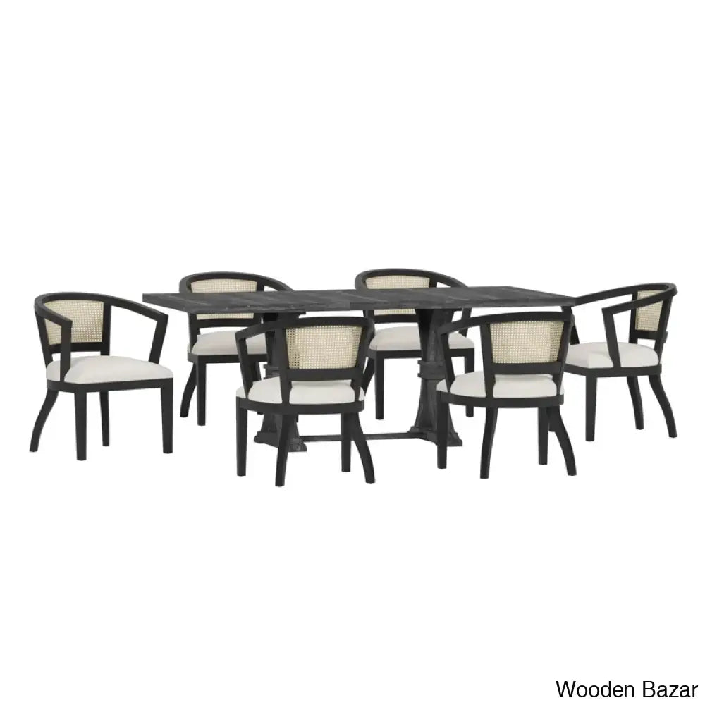 Ringo Modern 6 Seater Extendable Trestle Dining Set