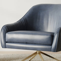 Liviaan Leather Swivel Chair - Wooden Bazar