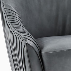 Liviaan Leather Swivel Chair - Wooden Bazar