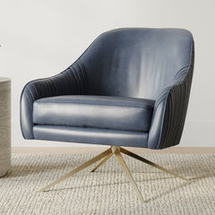 Liviaan Leather Swivel Chair - Wooden Bazar