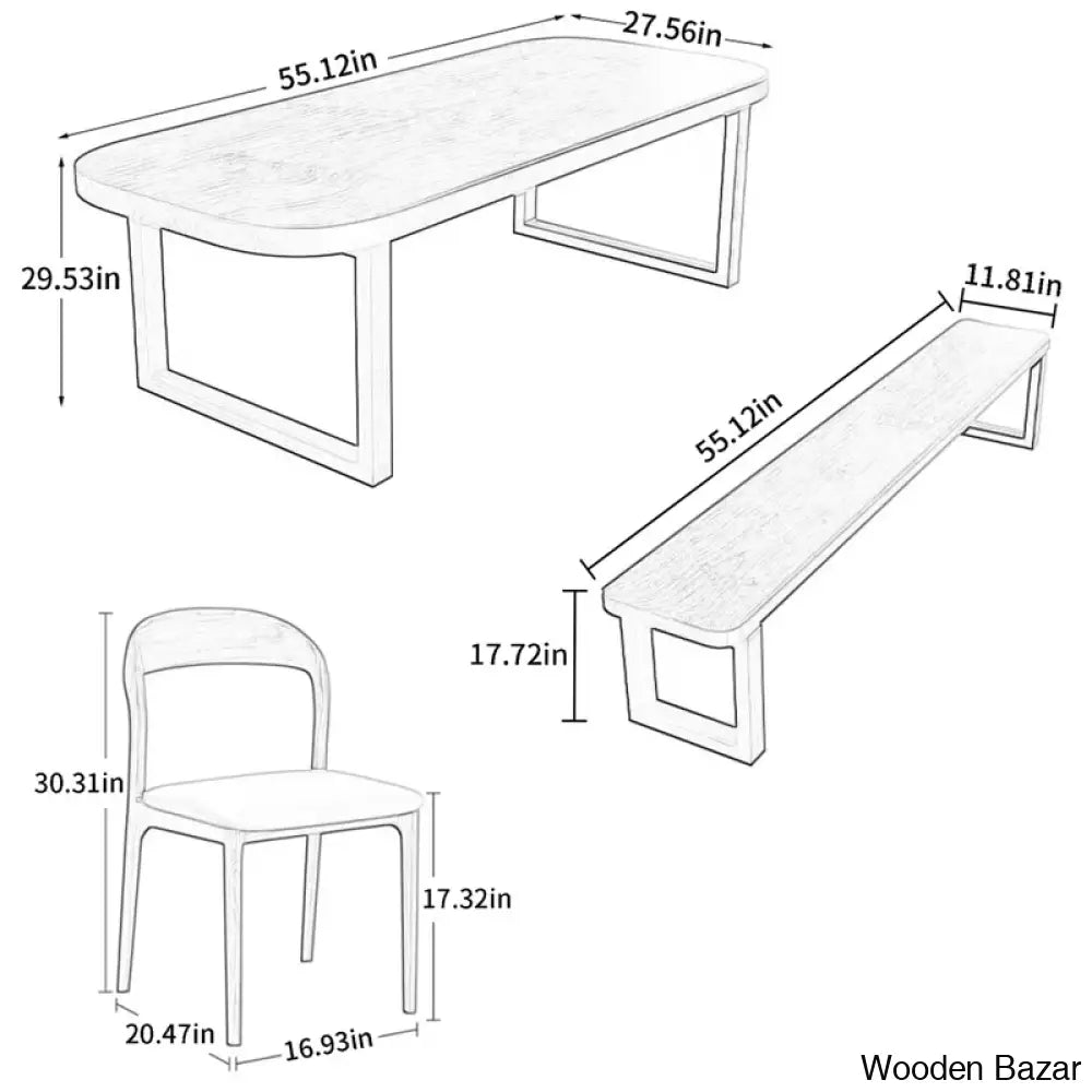 Rob 6 Seater Modern Solid Wood Double Pedestal Dining Set