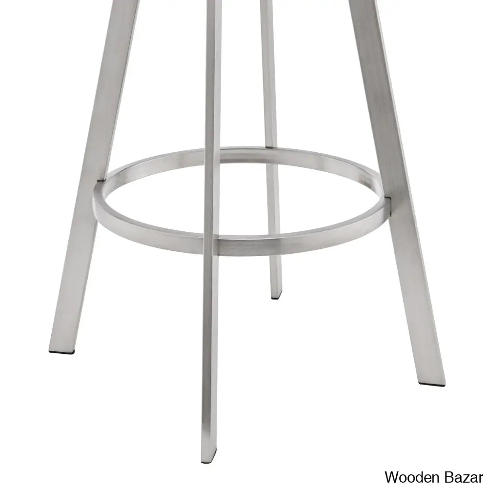 Robinetto Swivel Counter And Bar Height Stool With Arms Footrest In Faux Leather Metal