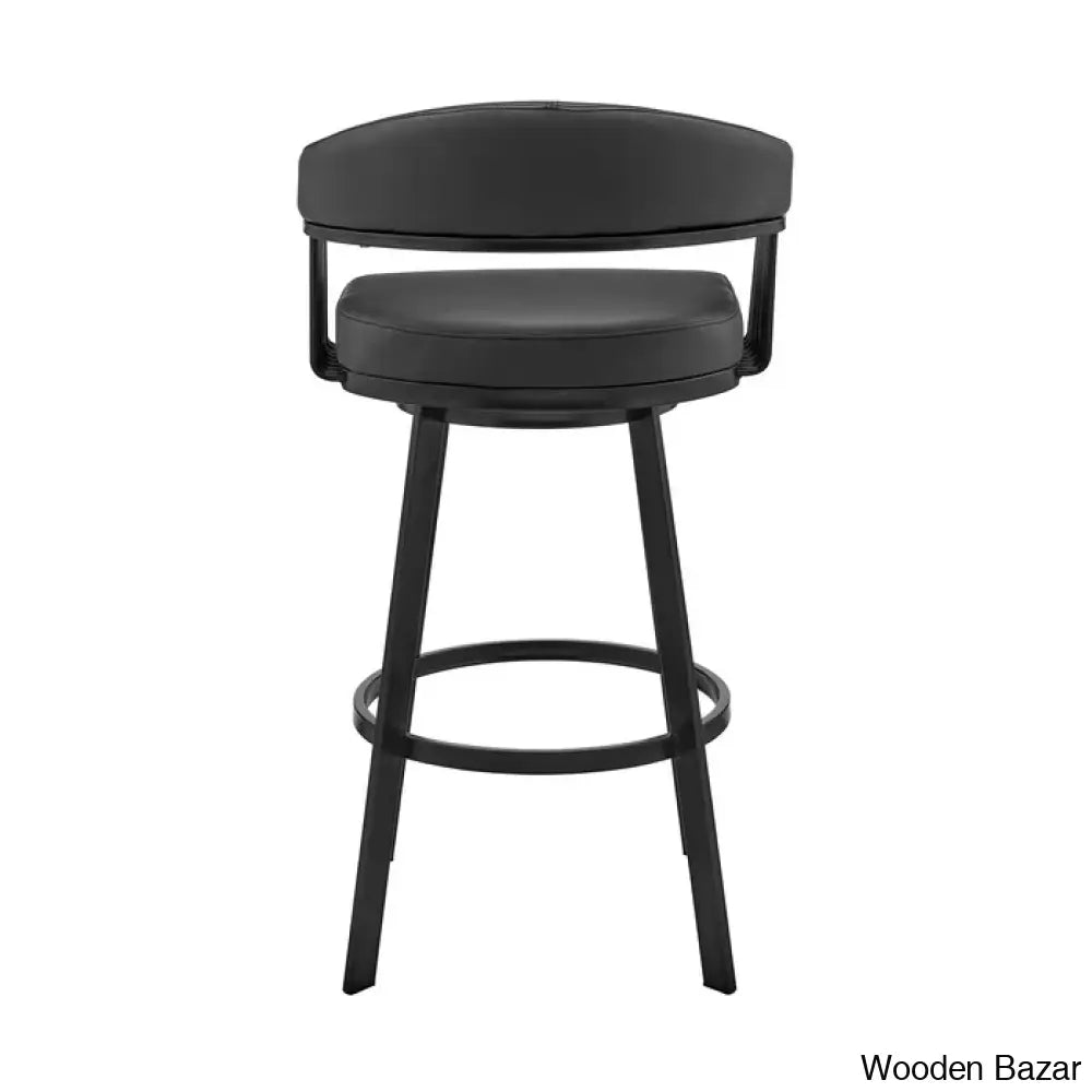 Robinetto Swivel Counter And Bar Height Stool With Arms Footrest In Faux Leather Metal