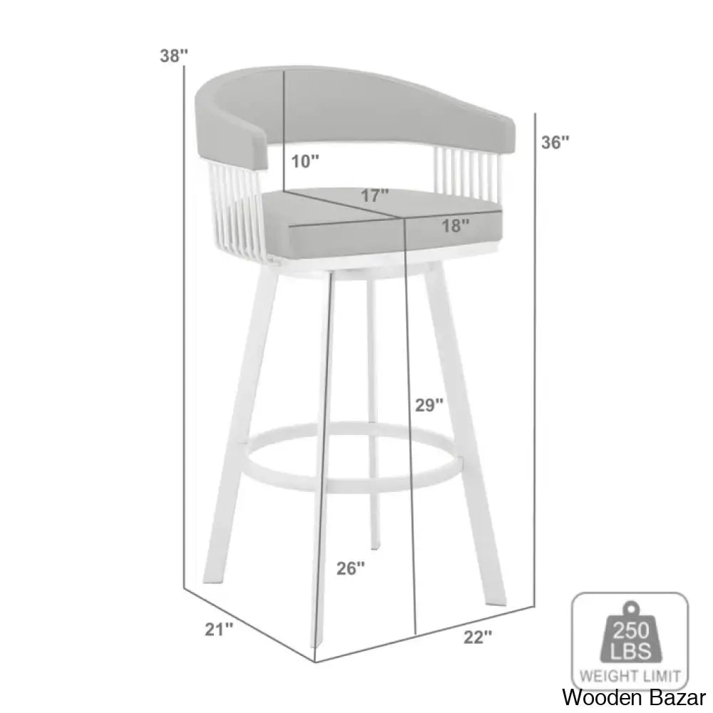 Robinetto Swivel Counter And Bar Height Stool With Arms Footrest In Faux Leather Metal