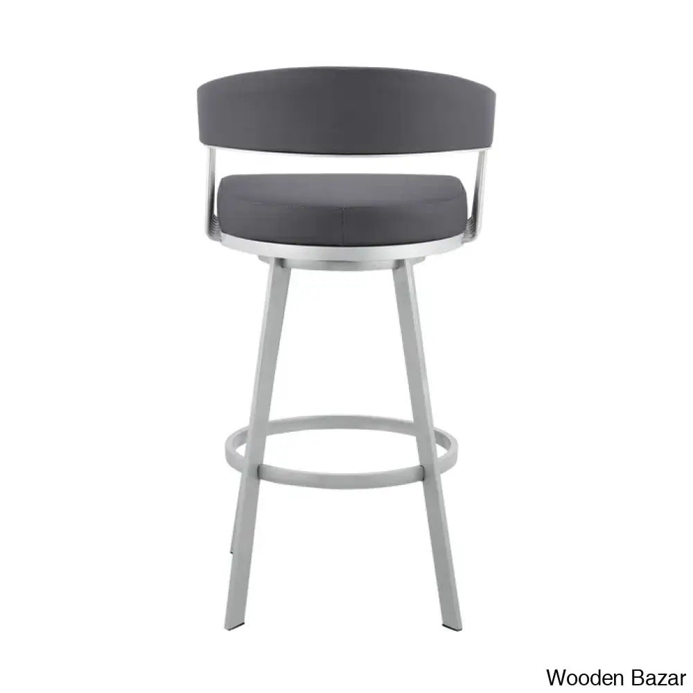 Robinetto Swivel Counter And Bar Height Stool With Arms Footrest In Faux Leather Metal