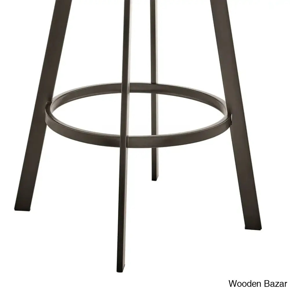 Robinetto Swivel Counter And Bar Height Stool With Arms Footrest In Faux Leather Metal