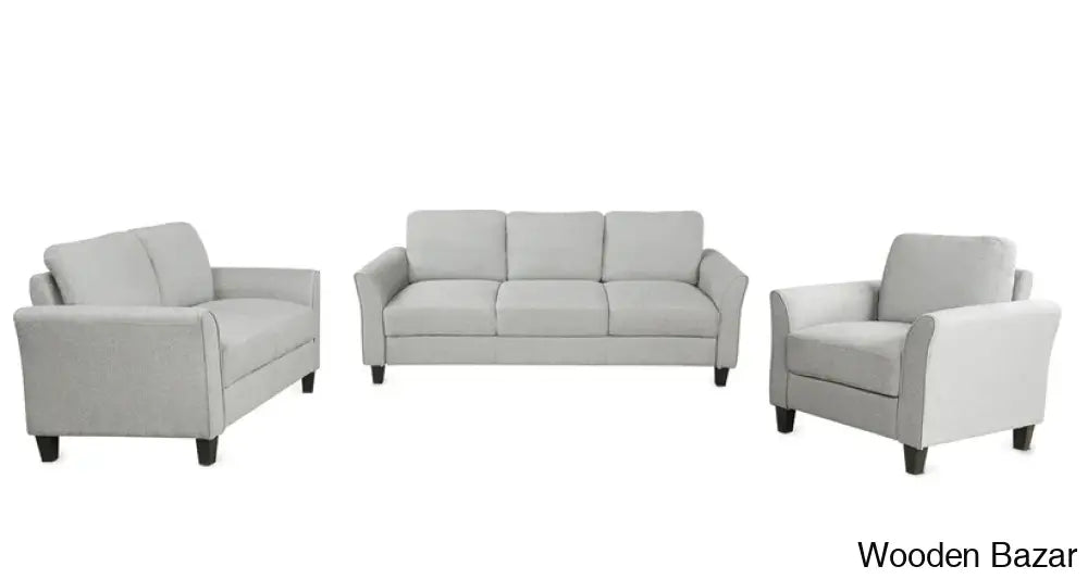 Rodriguez Light Gray 3-Seat Sofa & Loveseat Chair Set - Wooden Bazar