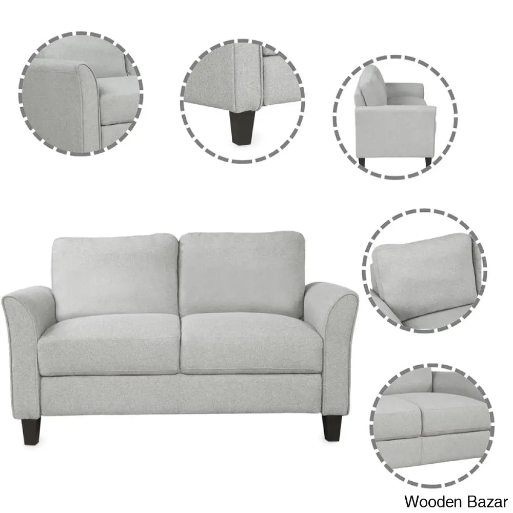 Rodriguez Light Gray 3-Seat Sofa & Loveseat Chair Set - Wooden Bazar