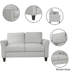 Rodriguez Light Gray 3-Seat Sofa & Loveseat Chair Set - Wooden Bazar