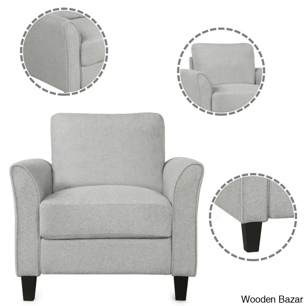 Rodriguez Light Gray 3-Seat Sofa & Loveseat Chair Set - Wooden Bazar