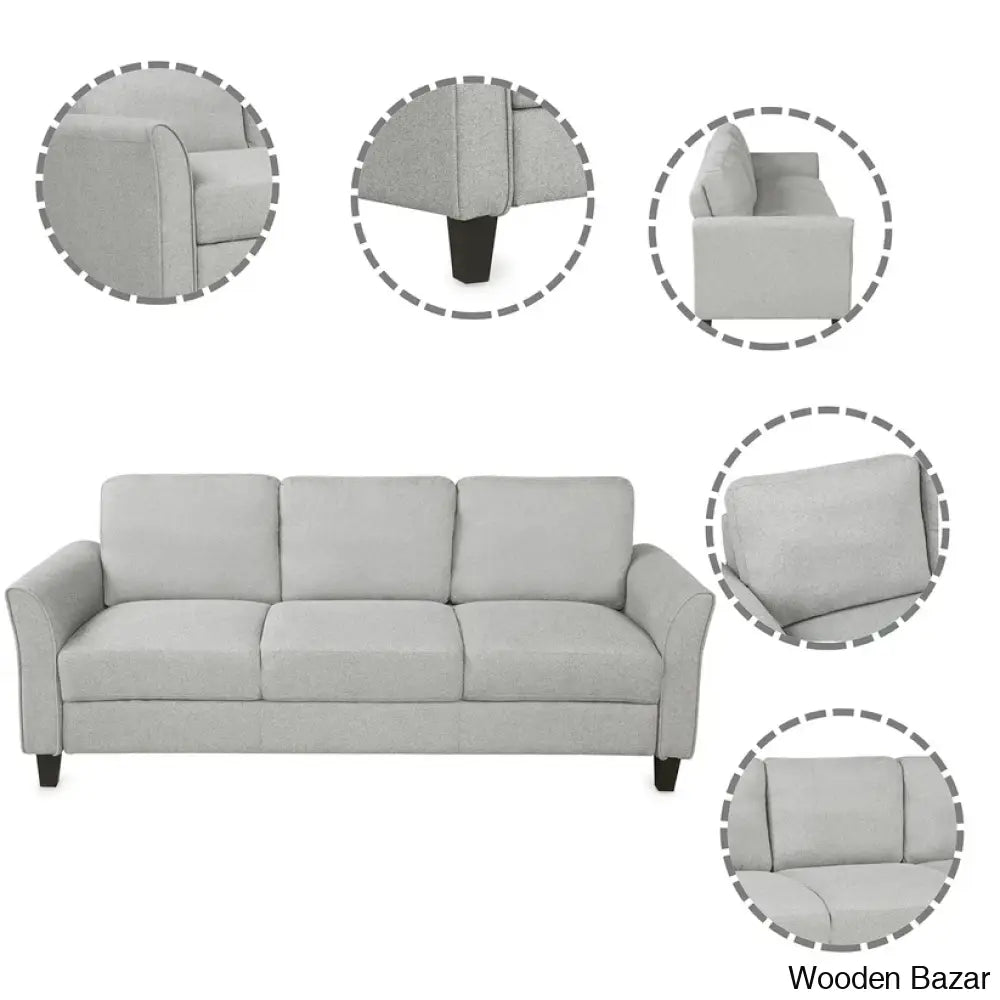 Rodriguez Light Gray 3-Seat Sofa & Loveseat Chair Set - Wooden Bazar