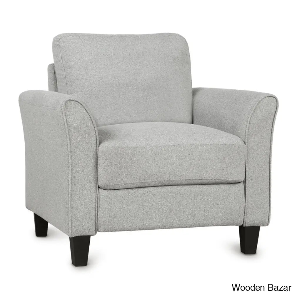 Rodriguez Light Gray 3-Seat Sofa & Loveseat Chair Set - Wooden Bazar