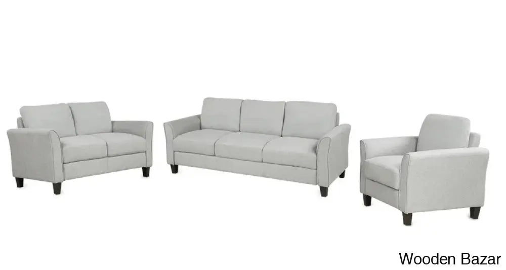 Rodriguez Light Gray 3-Seat Sofa & Loveseat Chair Set - Wooden Bazar