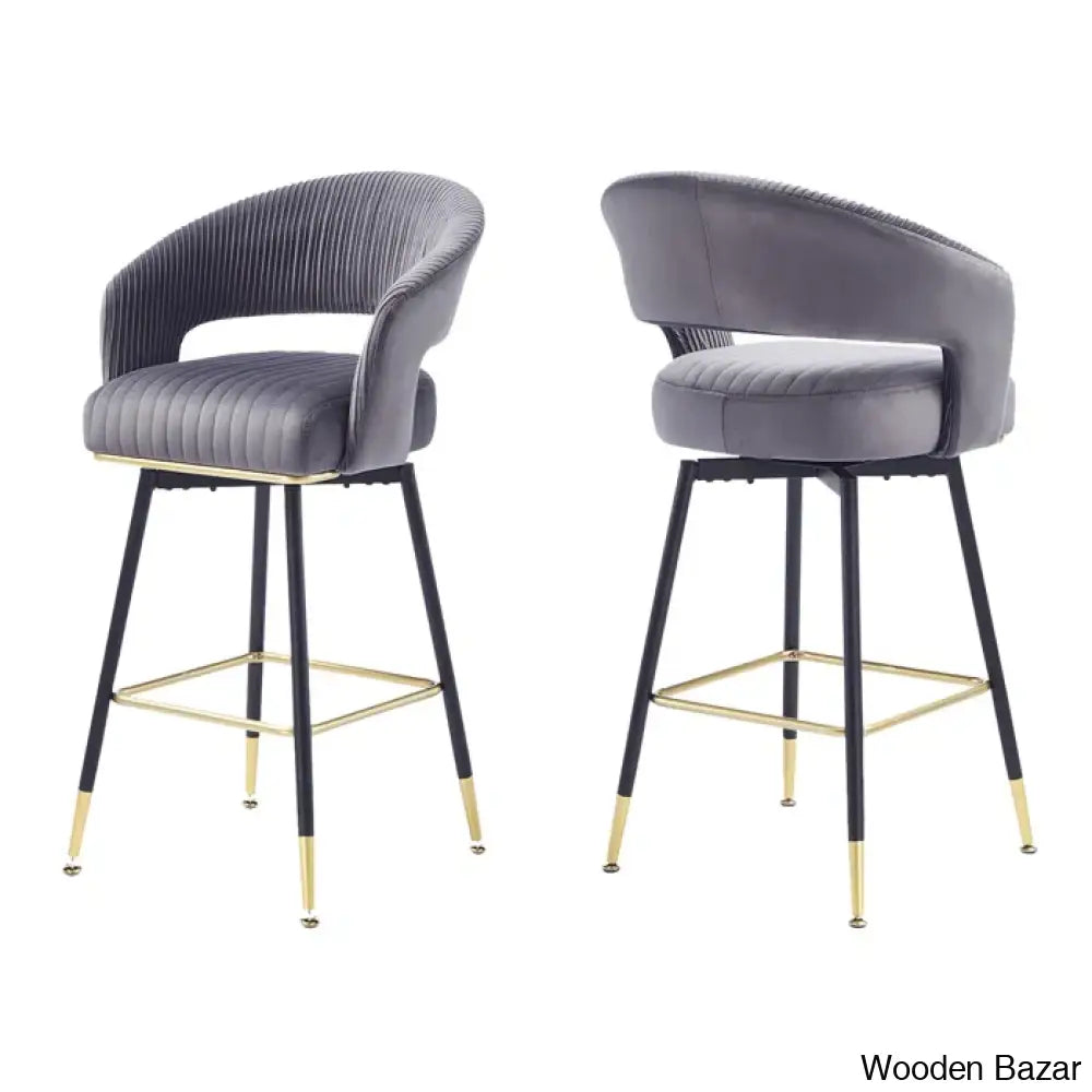 Roelligs Swivel Upholstered 29.9’’ Counter And Bar Stool With Metal Frame (Set Of 2)