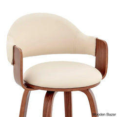 Romarino Swivel Counter Or Bar Height Stool With Arms And Footrest In Faux Leather Wood