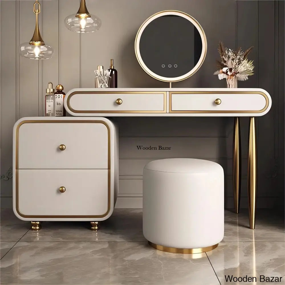 Romario Vanity Dressing Table With Lighted Mirror And Stool