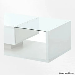 Rondellea Coffee And Center Table With Storage Modern Tempered Glass