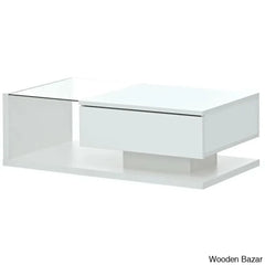 Rondellea Coffee And Center Table With Storage Modern Tempered Glass