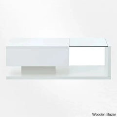 Rondellea Coffee And Center Table With Storage Modern Tempered Glass