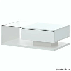 Rondellea Coffee And Center Table With Storage Modern Tempered Glass