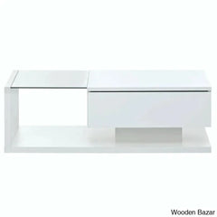 Rondellea Coffee And Center Table With Storage Modern Tempered Glass