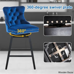 Ros Swivel Upholstered Counter And Bar Stool With Solid Wood Frame (Set Of 2)