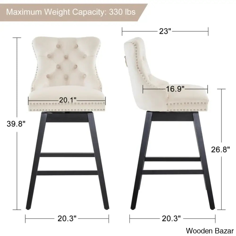 Ros Swivel Upholstered Counter And Bar Stool With Solid Wood Frame (Set Of 2)